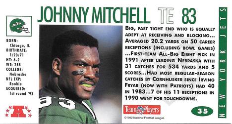 1992 GameDay #35 Johnny Mitchell Back