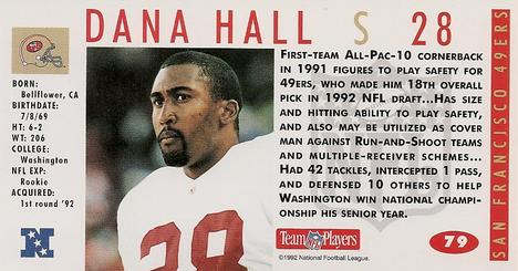 1992 GameDay #79 Dana Hall Back