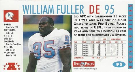 1992 GameDay #95 William Fuller Back