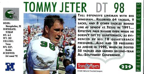 1992 GameDay #229 Tommy Jeter Back