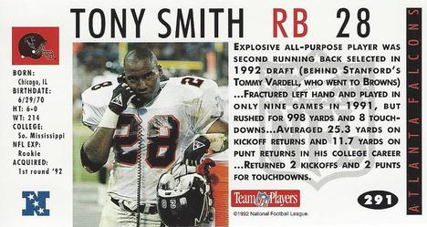 1992 GameDay #291 Tony Smith Back