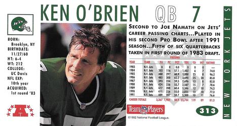 1992 GameDay #313 Ken O'Brien Back