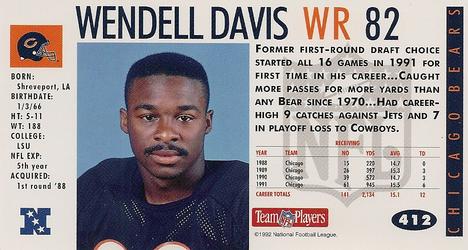 1992 GameDay #412 Wendell Davis Back