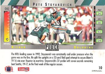 1993 Pro Set Power #10 Pete Stoyanovich Back