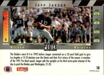 1993 Pro Set Power #18 Jeff Jaeger Back