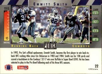 1993 Pro Set Power #22 Emmitt Smith Back