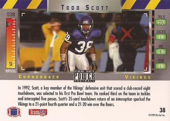 1993 Pro Set Power #38 Todd Scott Back