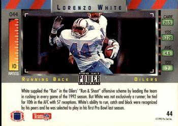 1993 Pro Set Power #44 Lorenzo White Back