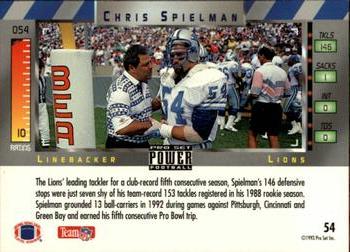 1993 Pro Set Power #54 Chris Spielman Back