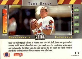 1993 Pro Set Power #119 Tony Sacca Back