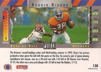 1993 Pro Set Power #138 Reggie Rivers Back