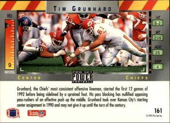 1993 Pro Set Power #161 Tim Grunhard Back