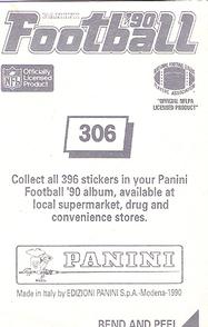 1990 Panini Stickers #306 John Fourcade Back