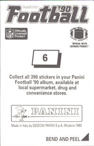 1990 Panini Stickers #6 Jim Kelly Back