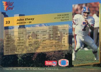 1993 Wild Card #33 John Elway Back