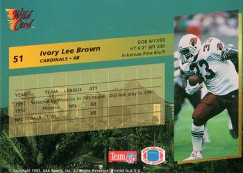 1993 Wild Card #51 Ivory Lee Brown Back