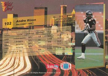 1993 Wild Card #102 Andre Rison Back