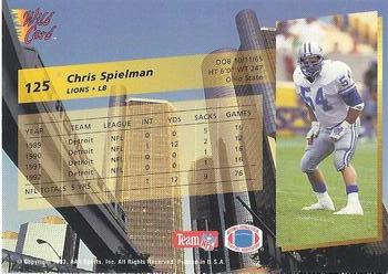 1993 Wild Card #125 Chris Spielman Back