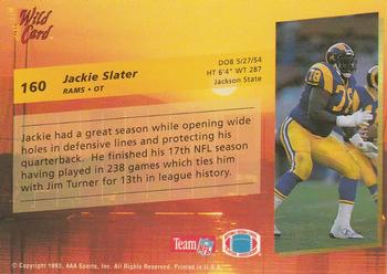 1993 Wild Card #160 Jackie Slater Back