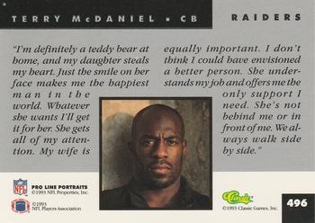 1993 Pro Line Portraits #496 Terry McDaniel Back