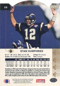 1994 SP - Die Cut #99 Stan Humphries Back