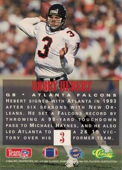 1994 Classic NFL Experience #3 Bobby Hebert Back