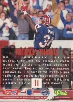 1994 Classic NFL Experience #11 Thurman Thomas Back