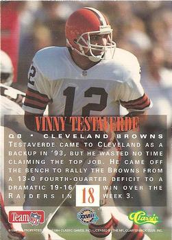 1994 Classic NFL Experience #18 Vinny Testaverde Back