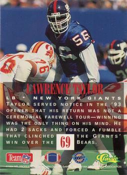 1994 Classic NFL Experience #69 Lawrence Taylor Back