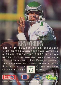 1994 Classic NFL Experience #77 Ken O'Brien Back