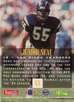 1994 Classic NFL Experience #88 Junior Seau Back