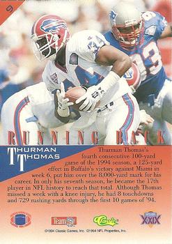 1995 Classic NFL Experience #9 Thurman Thomas Back