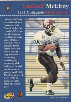 1996 Classic NFL Rookies #74 Leeland McElroy Back