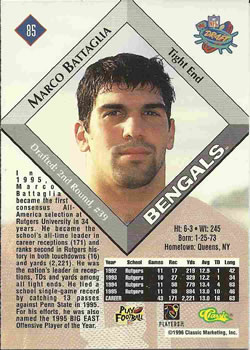 1996 Classic NFL Rookies #85 Marco Battaglia Back