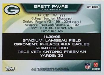 2008 Topps - Brett Favre Collection #BF-205 Brett Favre Back