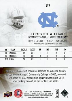 2013 SP Authentic #87 Sylvester Williams Back