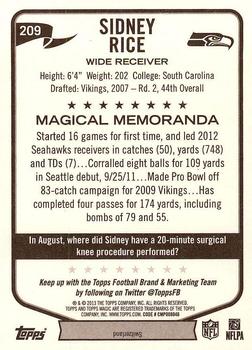 2013 Topps Magic #209 Sidney Rice Back