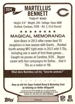 2013 Topps Magic #324 Martellus Bennett Back