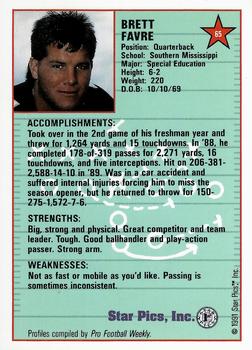 1991 Star Pics #65 Brett Favre Back