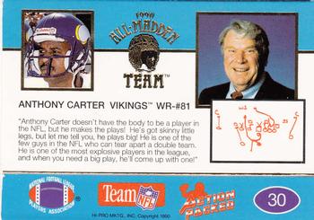1990 Action Packed All-Madden #30 Anthony Carter Back