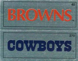 1988 Panini Stickers #40 / 270 Cleveland Browns Wordmark / Dallas Cowboys Wordmark Front