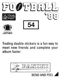 1988 Panini Stickers #54 Vance Johnson Back