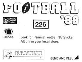 1988 Panini Stickers #226 Barry Wilburn / Mike Singletary Back