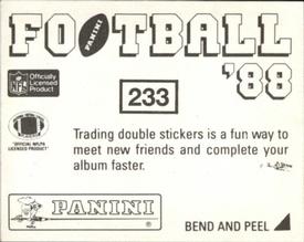 1988 Panini Stickers #233 Atlanta Falcons Action Back