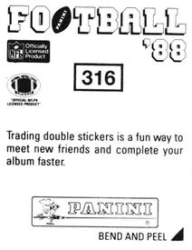 1988 Panini Stickers #316 Mel Owens Back