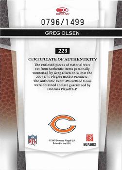 2007 Leaf Certified Materials #223 Greg Olsen Back