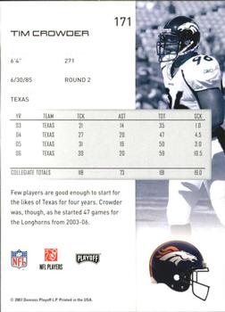 2007 Playoff NFL Playoffs #171 Tim Crowder Back