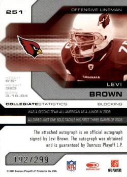 2007 Leaf Limited #251 Levi Brown Back