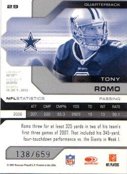 2007 Leaf Limited #29 Tony Romo Back