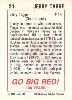 1989 Leesley Nebraska Cornhuskers 100 #21 Jerry Tagge Back